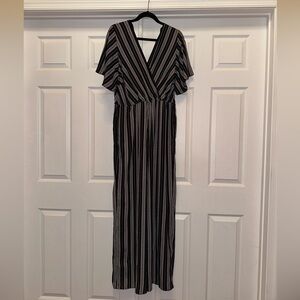 Short Sleeve Striped Jumpsuit